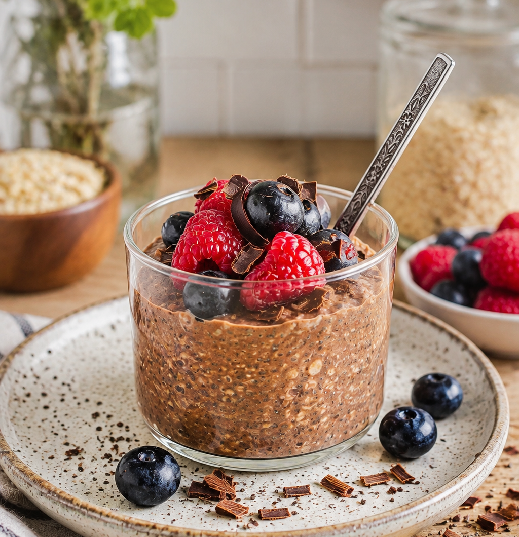 Chocolate Protein Overnight Oats with Greek Yogurt